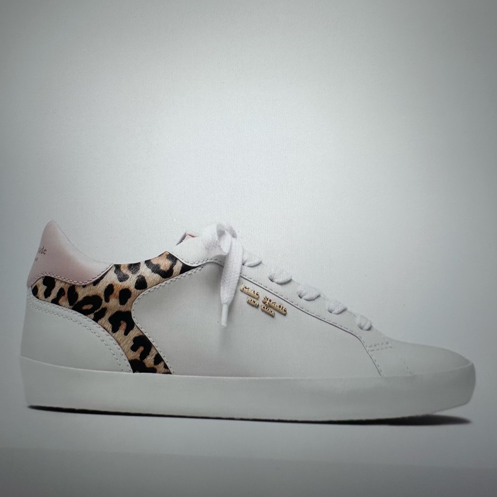 New in Box Kate Spade Ace Pink and Leopard Print Sneakers sz 6 .5